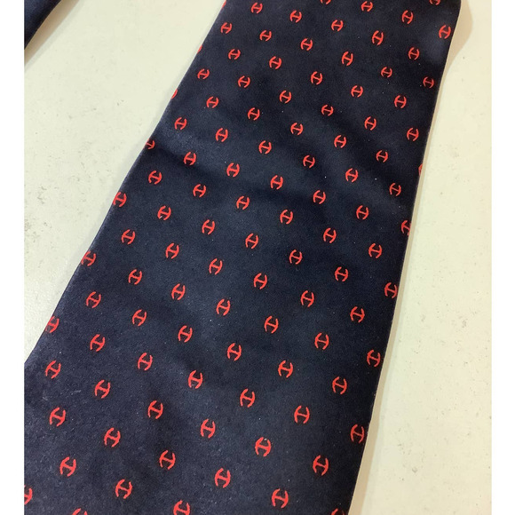 SINASABANG Dark Blue With Red 100% Silk Mens Neck Tie - Picture 3 of 5